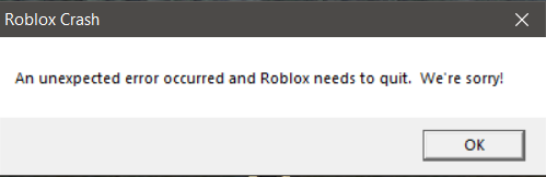 Roblox crash an unexpected