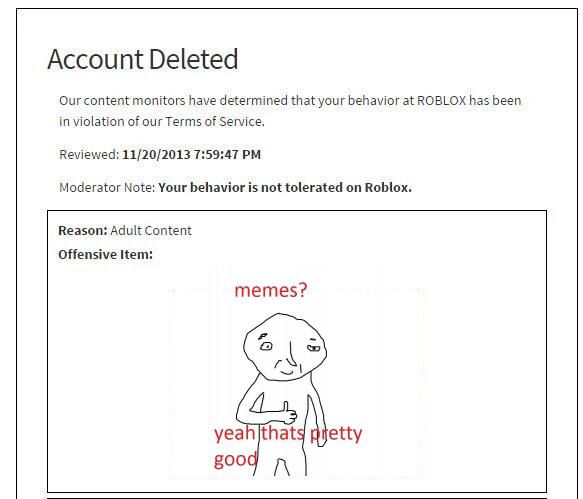 Roblox account deleted